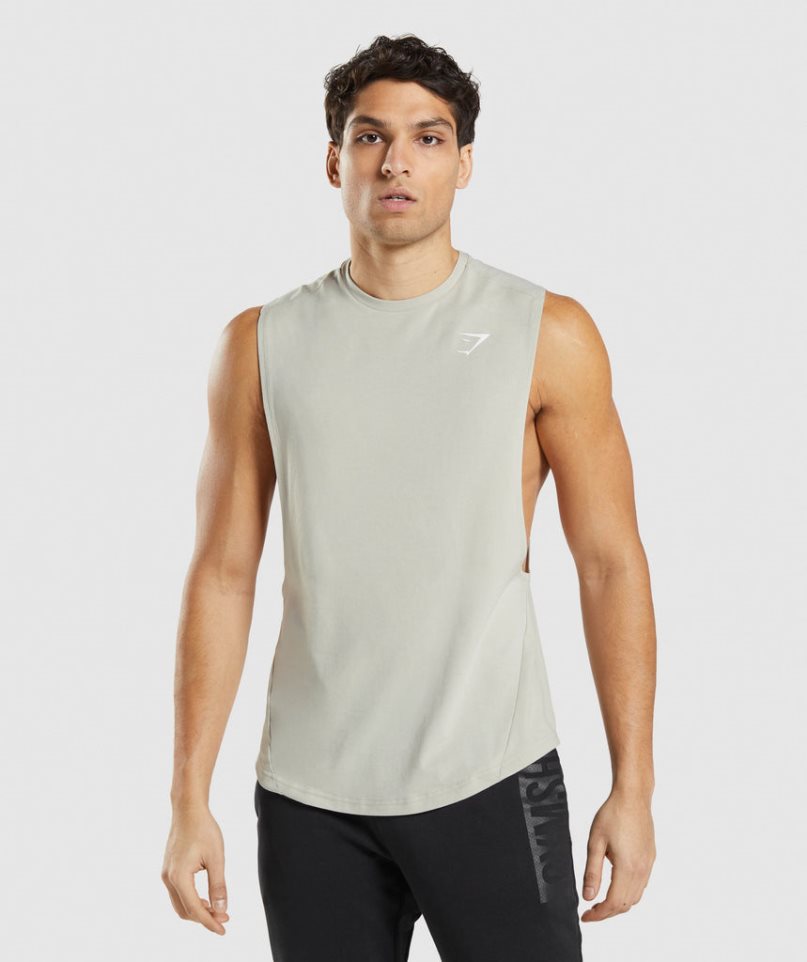 Podkoszulki Gymshark Bold Drop Arm Męskie Beżowe | PL 893PNM